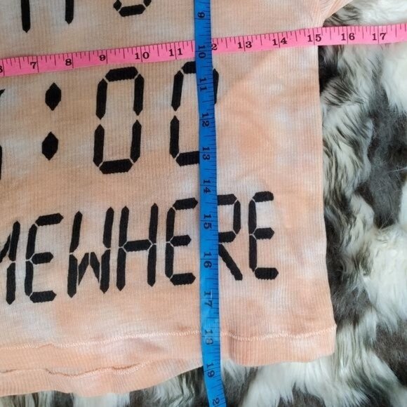 WILDFOX Womens T-Shirt SZ S It's 5 Somewhere Tie Dye Sherbet Crop Semi-Sheer - Picture 6 of 9